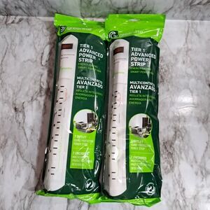 Greenlite Set/2 Advanced Power‎ Strip 7 Outlet Surge Protection Ideal For PC/TV